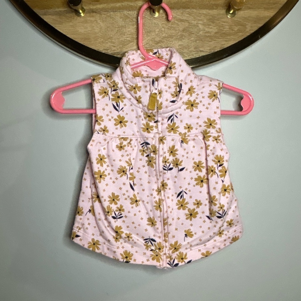 Carter's Pink Floral Sleeveless Sweater​